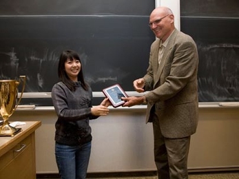 Professor Herb H. Sawin accepts the 2009 C. Michael MohrOutstanding Faculty Award.