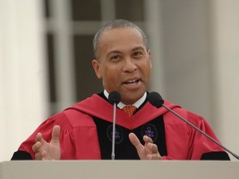 Massachusetts Gov. Deval Patrick delivers his address during MIT's 143rd Commencement on June 5, 2009.