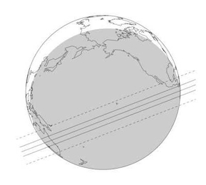 Diagram showing the predicted track of the occultation of a star by a Kuiper Belt Object on the night of Oct. 9.
