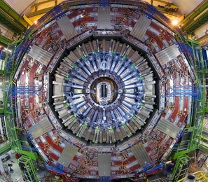 A view of the detector in the 12,500-ton Compact Muon Solenoid experiment (CMS).