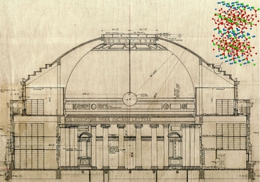 The Great Dome at MIT, shown here in an architectural draft, includes a cement liner that seals and secures the sandstone overlay. In research published earlier this year in the Proceedings of the National Academy of Sciences, a group of MIT researchers used computational materials science techniques to decode for the first time the three-dimensional structure of the basic unit of calcium-silicate...
