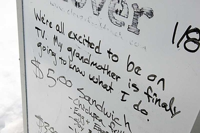 Clover Food Lab's menu references the recent television shoot.