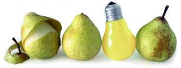 Three pears and lightbulb