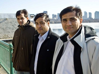 From left to right, Arjun Nair, Murali Govindaswamy and Ashish Kothari, 2009-2010 fellows at the Legatum Center for Development &amp; Entrepreneurship