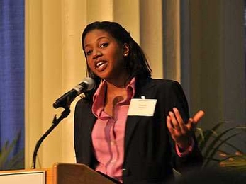 Graduate student Zenzile Brooks spoke of the power of MIT’s gifts at the event
