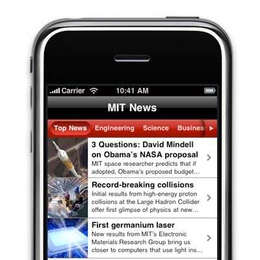 The free MIT iPhone app gives users mobile access to the latest news about MIT research and innovation, as well as many other interactive features.