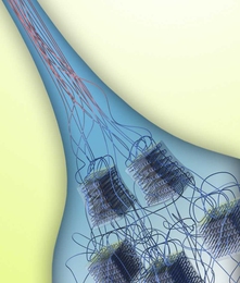 The new method involves pulling a thin thread of material (top) from a liquid solution (bottom), and in the process the individual polymer filaments, which start out as a tangled mass, become very highly aligned.