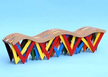 Colorful, wave-shaped bench by Frederick Kim '11. First Prize winner of the 2010 MADFAB Competition. 