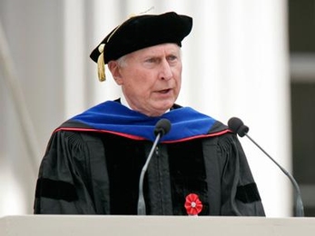 Raymond S. Stata ’57 delivers the address at the 144th Commencement on Friday, June 4.