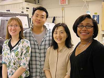 From left, students Betar Gallant and Seung Woo Lee and professors Yang Shao-Horn and Paula Hammond, in one of the labs where the use of carbon nanotubes in lithium batteries was researched.