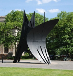In the summer of 2009, the MIT List Visual Arts Center carried out a major conservation effort to preserve and maintain a number of important pieces in MIT’s public art collection. "La Grand Voile" (The Great Sail) by Alexander Calder was among the works treated. Here, the sculpture can be seen after its renovation.