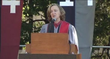 MIT President Susan Hockfield delivers her address during the 2010 Convocation on Sunday, Aug. 29.