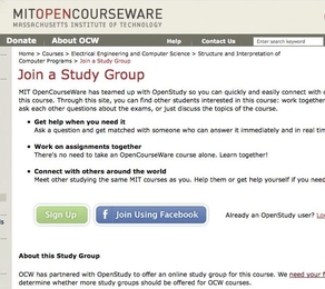 A screenshot of study group page on MIT OpenCourseWare.