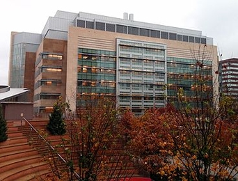 The Koch Institute, seen from the Stata Center's amphitheater. MIT researchers will begin moving into the new building next week.