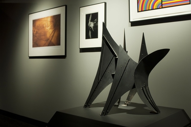 A scale model of Calder's La Grande Voile. This iconic piece of public art can be found on the MIT campus in McDermott Court, near the tall Green Building (Building 54).