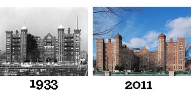 For seven decades, Old Ashdown House, left, was home to graduate students. In fall 2011, the building will reopen as Maseeh Hall, MIT's newest and largest residence for undergraduates, right.
