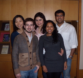 Front row, left to right: Axel Thibon, Blanche Barco. Back row, left to right: Weizhong Ji, Esra Unluaslan and Manu Sharma.