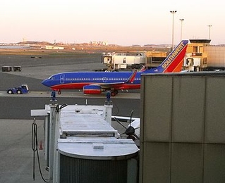 A Southwest flight at Boston's Logan Airport.