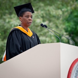 Xerox Chairman and Chief Executive Officer Ursula Burns delivers the Commencement address on Friday.
