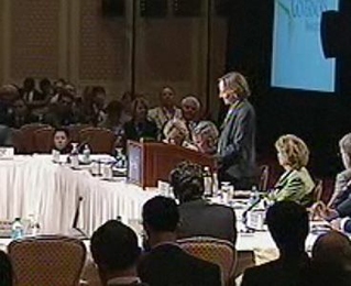 MIT President Susan Hockfield addresses the nation's governors on Friday during the National Governors Association annual meeting in Salt Lake City.