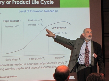 Leaders for Global Operations (LGO) industry co-director Vah Erdekian speaks at the Laboratory for Manufacturing and Productivity annual summit.