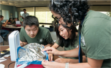 From left to right: Francis Chen, Katherine Lee, and Priyanka Chatterjee, all first-year students, participate in 'Discover Energy: Learn, Think, Apply,' MITEI's freshman pre-orientation program held in August. In the activity shown here, the team works with a set of insulating and sealing materials and a lunchbox that has been retrofitted with an interior light bulb and thermometer. Each team con...