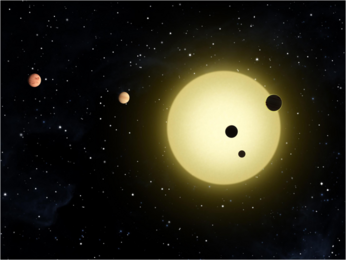 Two new exoplanets, Kepler 20e and 20f, are part of a five-planet system orbiting a sun-like star, similar to the artist’s rendering above. Researchers have found the new planets are likely scorching hot, circling their star at a much closer distance than Mercury orbits the Sun.
