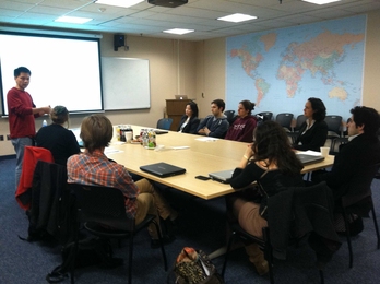 Tony Eng, a senior lecturer in the Department of Electrical Engineering and Computer Science, leads a training session for MISTI 2.0 grantees on 'presenting to international audiences.'
