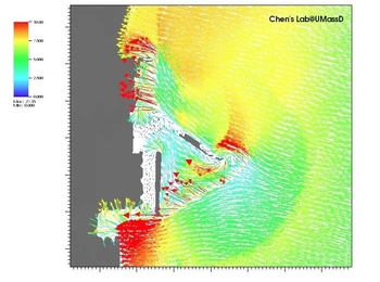 This visualization of the FVCOM simulated inundation process caused by the earthquake-induced tsunami in Japan on March 11 was designed by C. Chen and created by P. Xhe, with help from Z. Lai, G. Gao and Q. Xu.