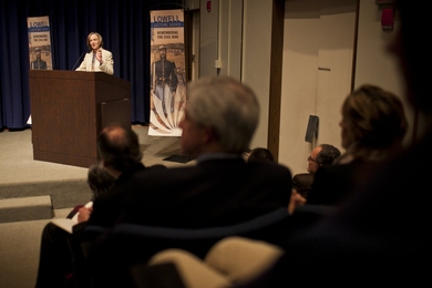 MIT President Susan Hockfield delivers a lecture on Tuesday evening at the Boston Public Library as part of the Lowell Lecture Series, which commemorates the 150th anniversary of the Civil War.