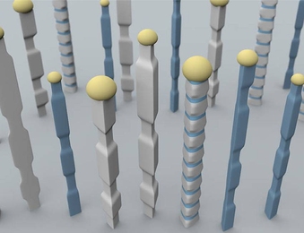 Nanowires fabricated using the new techniques developed by Silvija Grade&#269;ak and her team can have varying widths, profiles and composition along their lengths, as illustrated here, where different colors are used to indicate compositional variations.