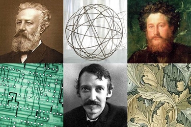 Top: Jules Verne, William Morris; bottom: Robert Louis Stevenson