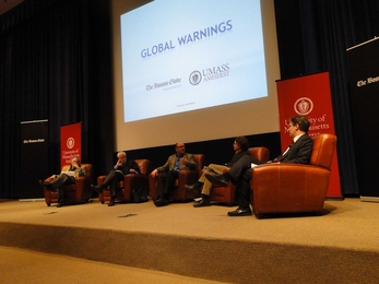 <i>The Boston Globe</i> and UMass-Amherst host 'Global Warning,' a panel on climate change at the Boston Public Library on April 13. 