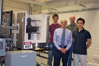 Members of the Ghoneim lab, from left to right, Anton Hunt, Ahmed Ghoniem, Patrick Kirchen and James Hong.