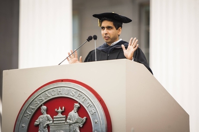 Salman Khan ’98, MEng ‘98, delivers the Commencement address to the Class of 2012 on Friday.