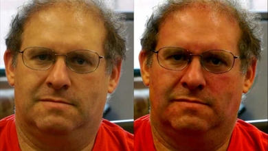 In these frames of video, a new algorithm amplifies the almost imperceptible change in skin color caused by the pumping of the blood.