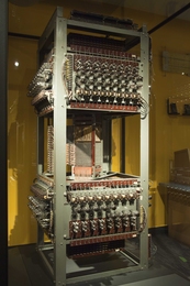 A section of the Whirlwind computer is shown here on display in the MIT Museum during last year's MIT150 celebration.