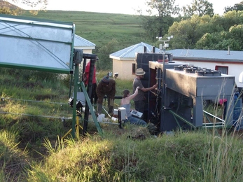 Matthew Orosz and Amy Mueller work with locals in Lesotho to implement their solar ORC system.