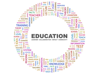 education-related words arranged in a circle
