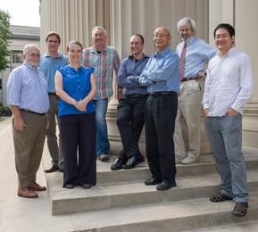 From left to right, Ronald Ballinger, Thomas McKrell, Bilge Yildiz, Dennis Whyte, Michael Short, Sidney Yip, Linn Hobbs and Ju Li.