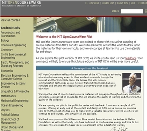 MIT OpenCourseWare's homepage on Sept. 30, 2002.