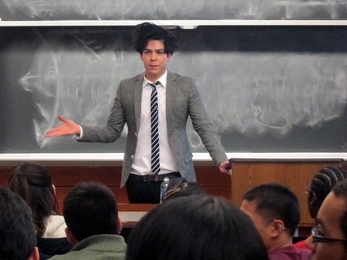 Fernando Garibay, an executive with Interscope Records and long-time Lady Gaga collaborator, speaks about innovation and the music industry during an event hosted by do.it@MIT, a student group dedicated to innovation.