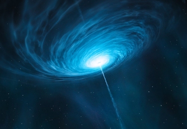 An artist's rendering of the quasar 3C 279.