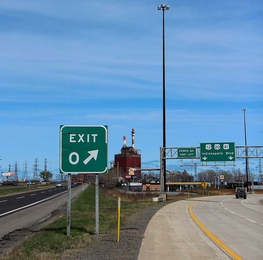 Road sign saying "Exit 0"