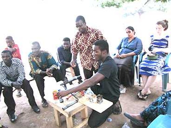 Kwami Williams '12 worked with the New Longoro Farmers cooperative in Ghana to develop a Moringa oil press.