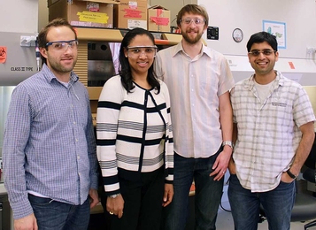 Authors of the recent paper published in <i>Nature Communications</i> include (from left) Christopher Reisch, associate professor of chemical engineering Kristala Prather, Micah Sheppard and Himanshu Dhamankar.