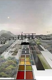 The Estuarine Power Machine is an engineered landscape nested within the Nervion River Valley. Resembling a public park with a new, dense urban edge, the machine uses its intertidal position in the river to perform all of the region's massive hydrological infrastructure needs.