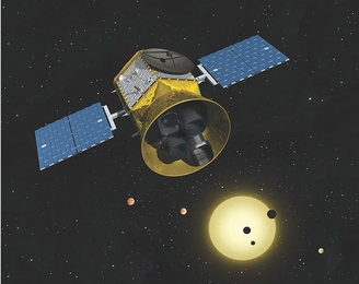 Artist's rendering of TESS in orbit