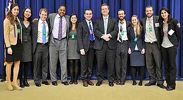 From left: Defne Gurel (EECS), Yuanjian Carla Li (TPP), Ryan Sheinbein (Sloan), Christopher Jones (DUSP), Dania El Hassan (Sloan), Mehmet Onbasli (Material Science), Dave Danielson (U.S. Department of Energy), Zak Accuardi (TPP), Kaitlin Goldstein (BTP), Ryan Cook (DUSP) and Wardah Inam (EECS).


