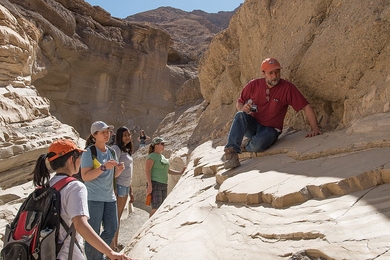 United Stages Geological Survey geologist Dwight Bradley discussed Death Valley geology with the students.